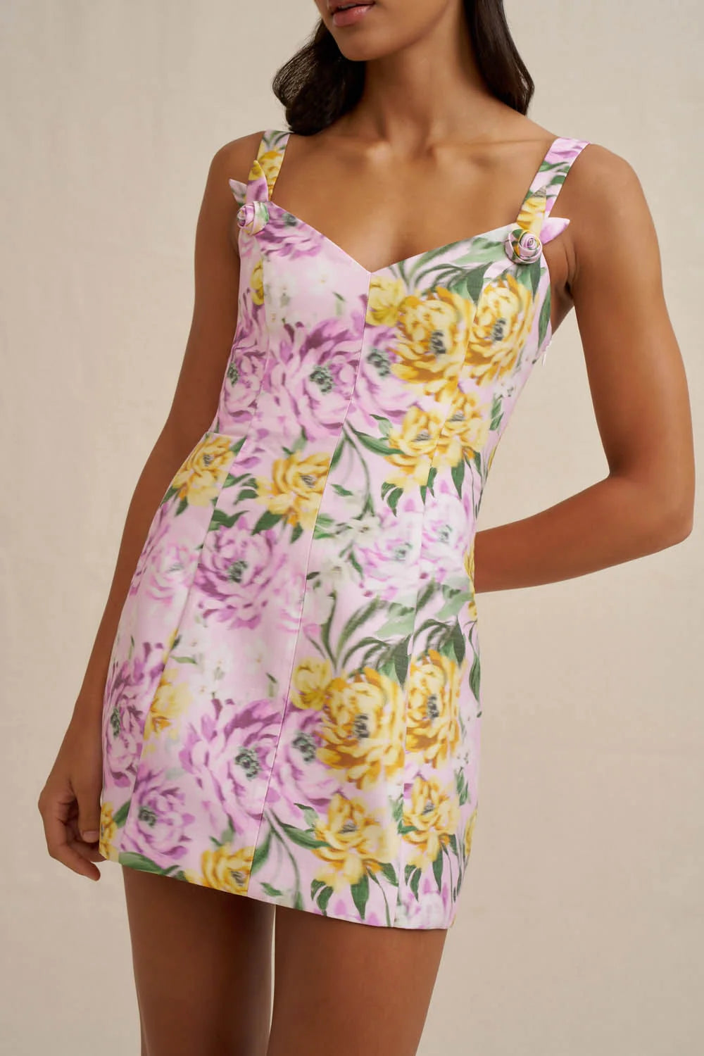 By Johnny Christina Panel Mini Dress - Lilac Floral