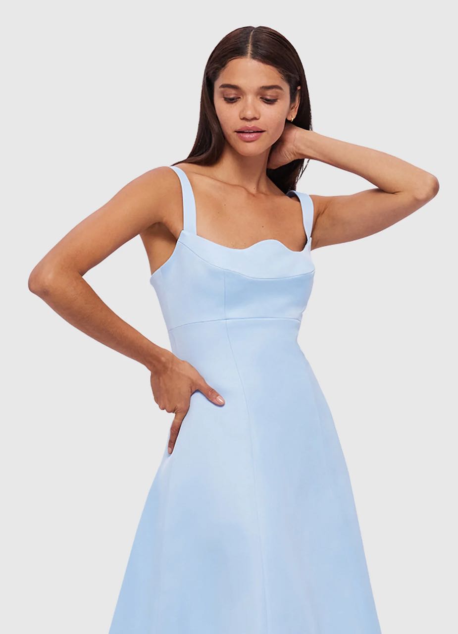 leo lin odette midi dress in sky blue Leo Lin Odette Midi Dress in Sky Blue Size 6
