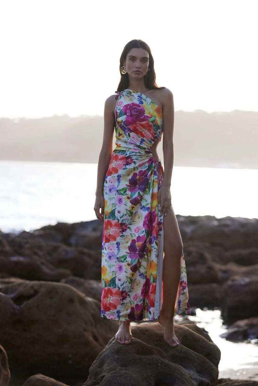 watercolour midi dress Azazie Cowl Column Midi Cocktail Dresses in Watercolor