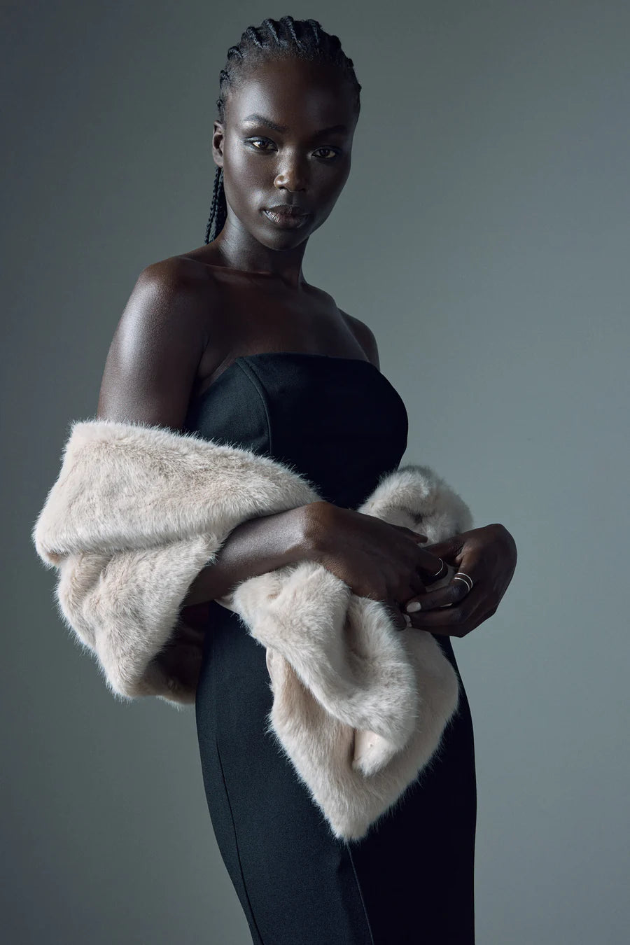 Unreal Fur Champagne Wrap - Nude