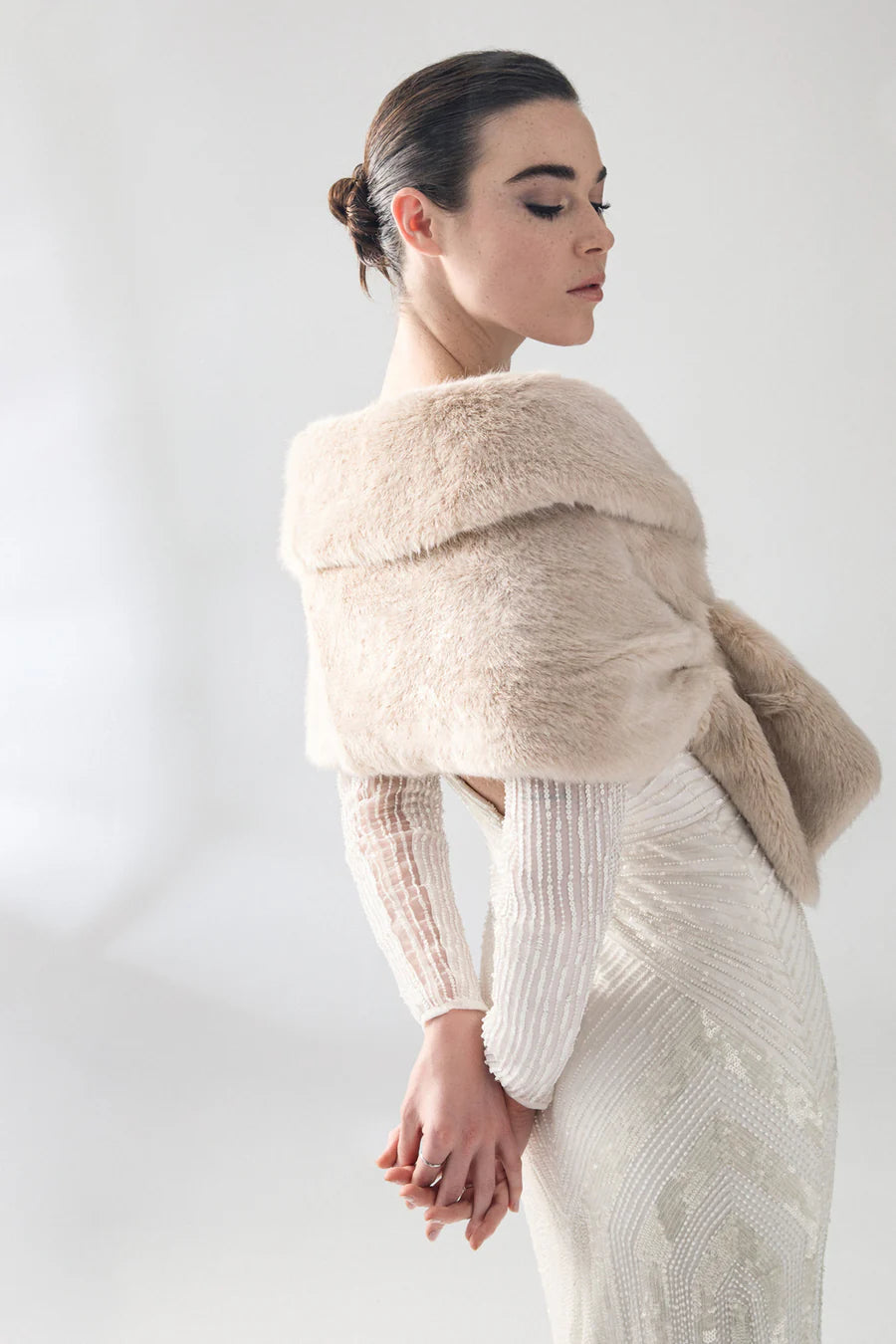 Unreal Fur Champagne Wrap - Nude