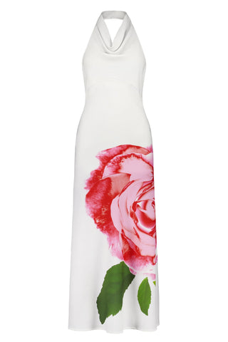 With Harper Lu Cowl Slip Dress - White Rose