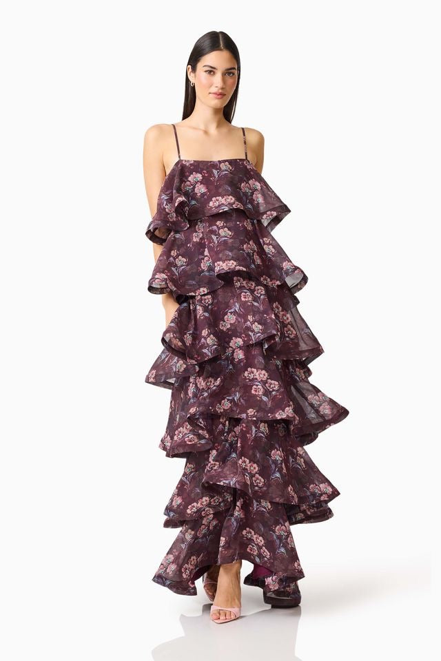 Elliatt Rosaria Tiered Gown - Plum Multi