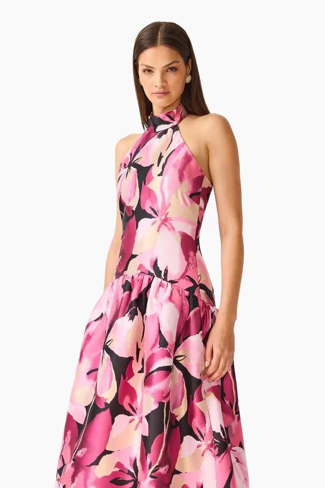 Elliatt Lumiflora Halter Gown - Pink Floral