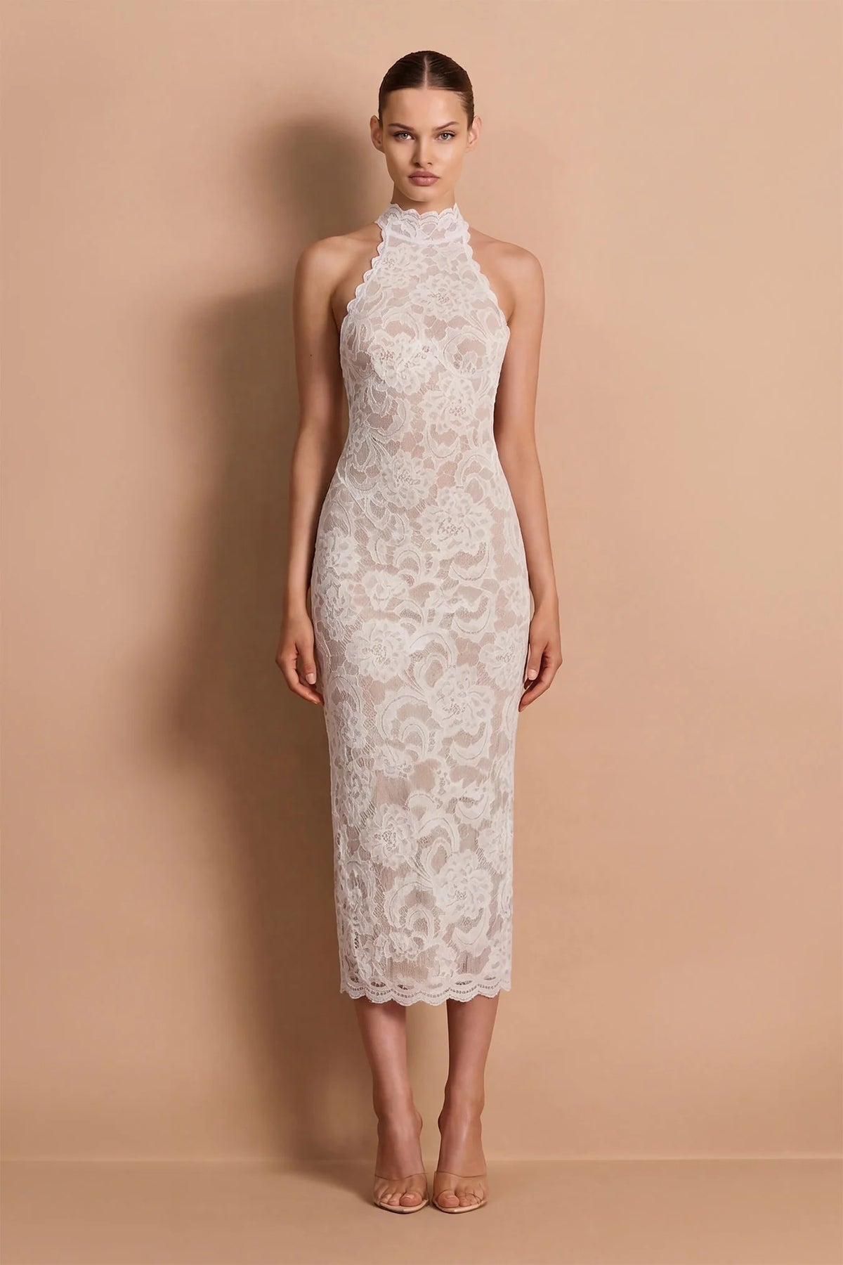 Nookie Alessia High Neck Midi Dress - Ivory