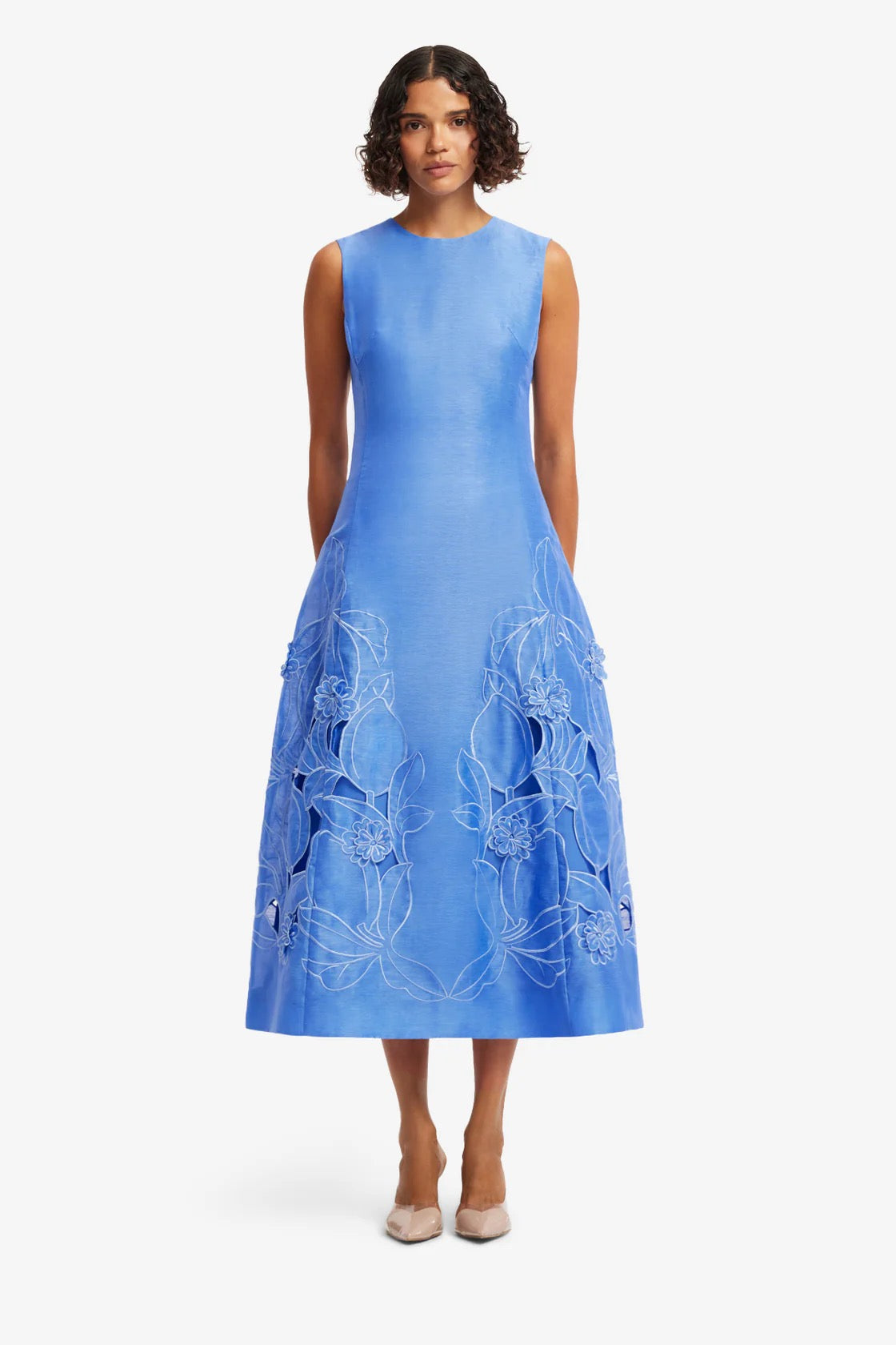 Leo Lin Cleo Appliqué Sleeveless Midi Dress - Azure
