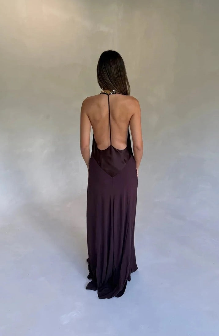 Sneaky Link Jaz V Neck Maxi Dress - Chocolate