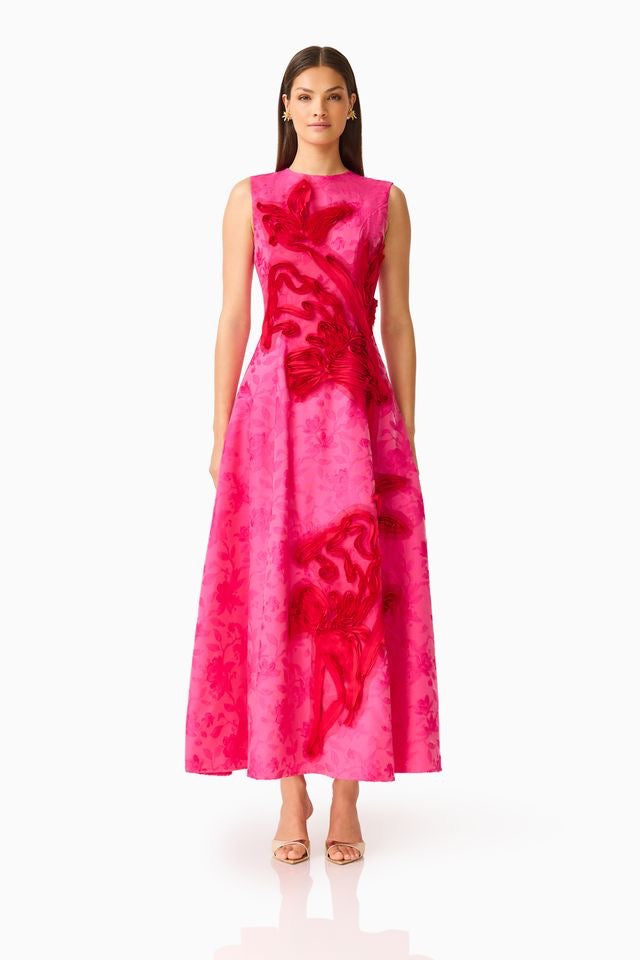 Elliatt Florentia A Line Maxi Dress - Pink & Red
