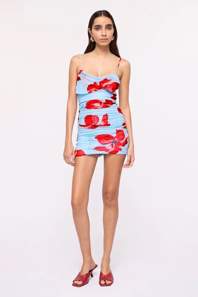 Suboo Chloe Floral Mini Dress - Blue & Pink