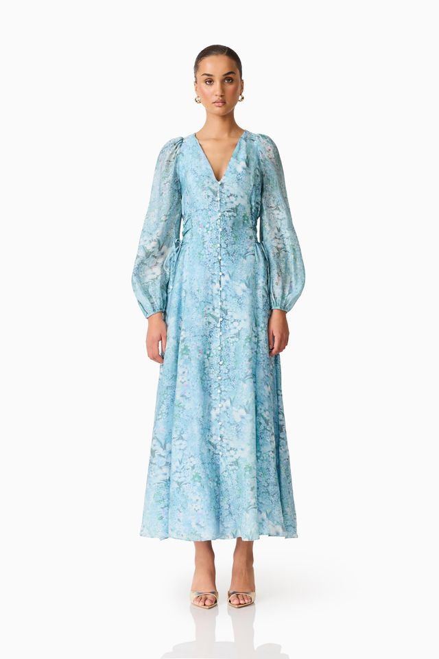 Elliatt Faye Maxi Dress - Blue Multi - Dress Hire AU Elliatt Faye Maxi Dress - Blue Multi - Dress Hire AU