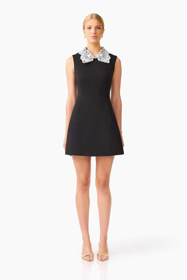 Elliatt Elysia Lace Collar Mini Dress - Black & White