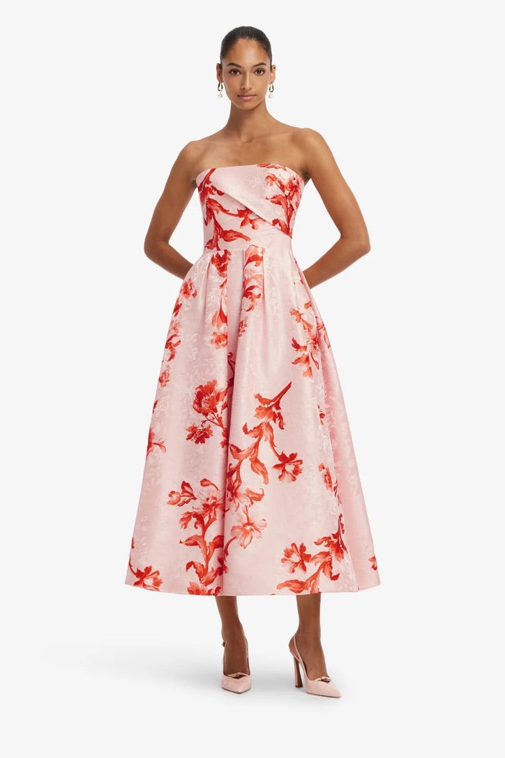 Leo Lin Lynn Jacquard Bustier Midi Dress - Magnolia Print