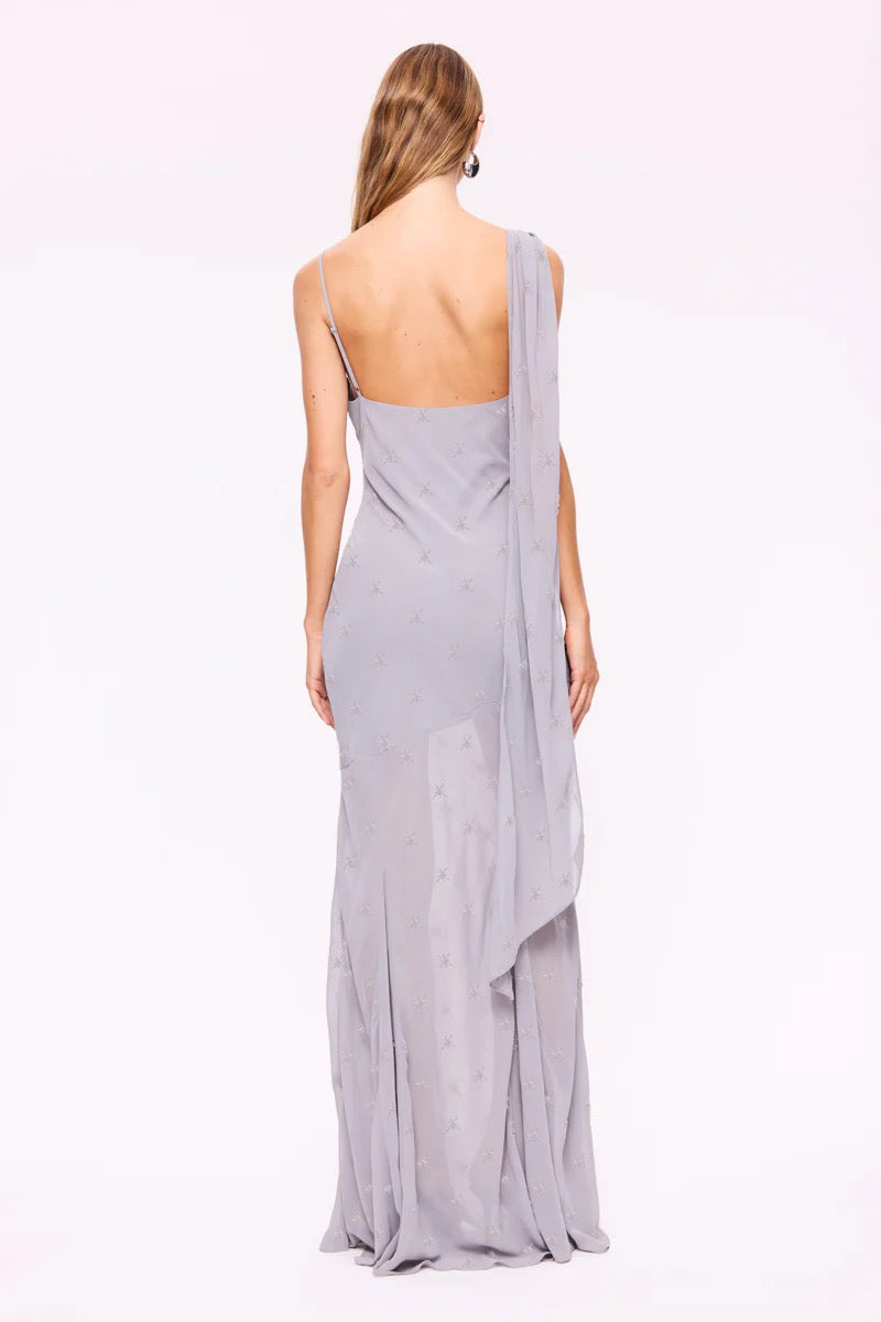 Suboo Marina Beaded Cowl Neck Gown - Slate