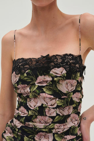 For Love & Lemons Fallen Rose Mini Dress - Black