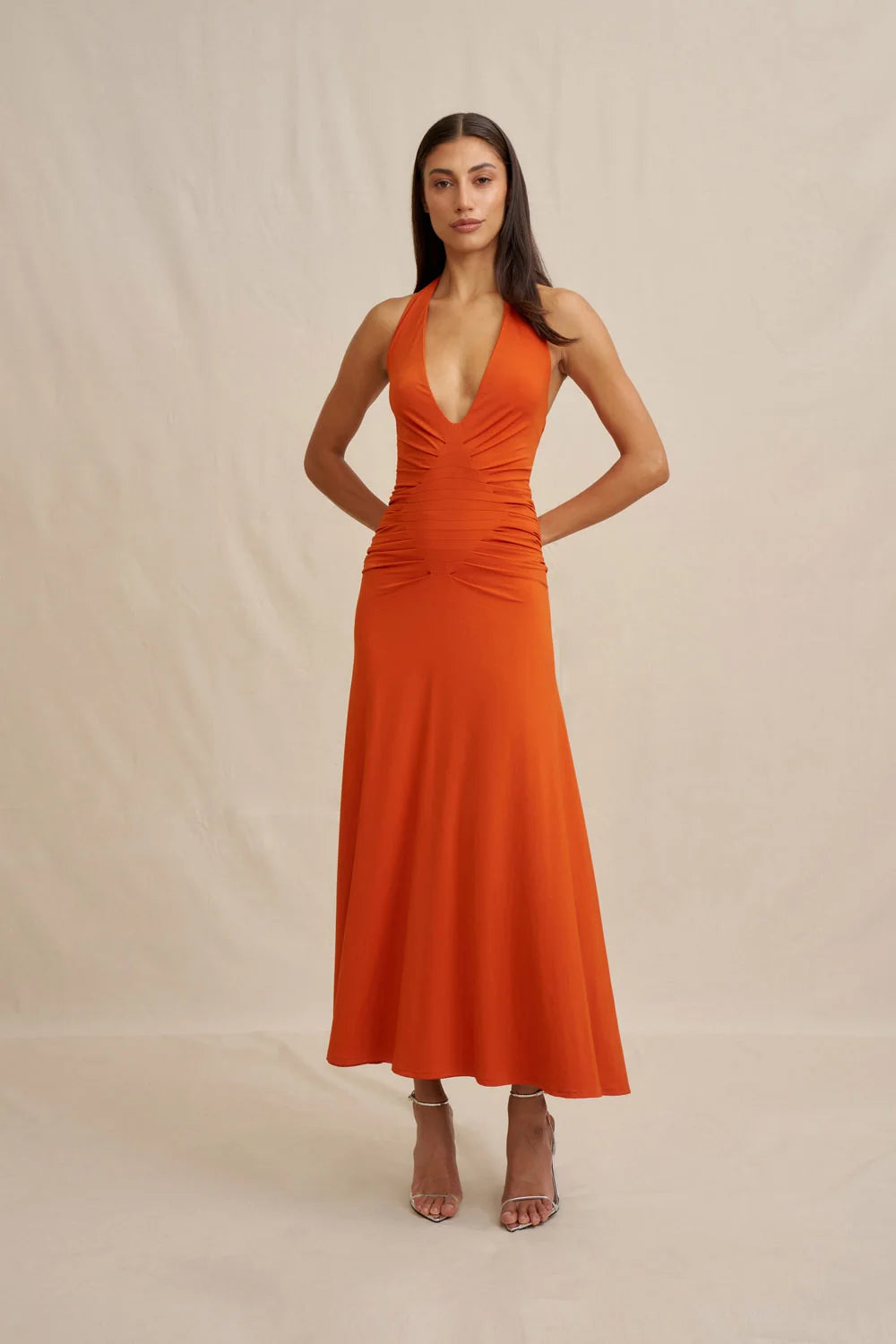 By Johnny Delilah Diamond Midi Dress - Rust