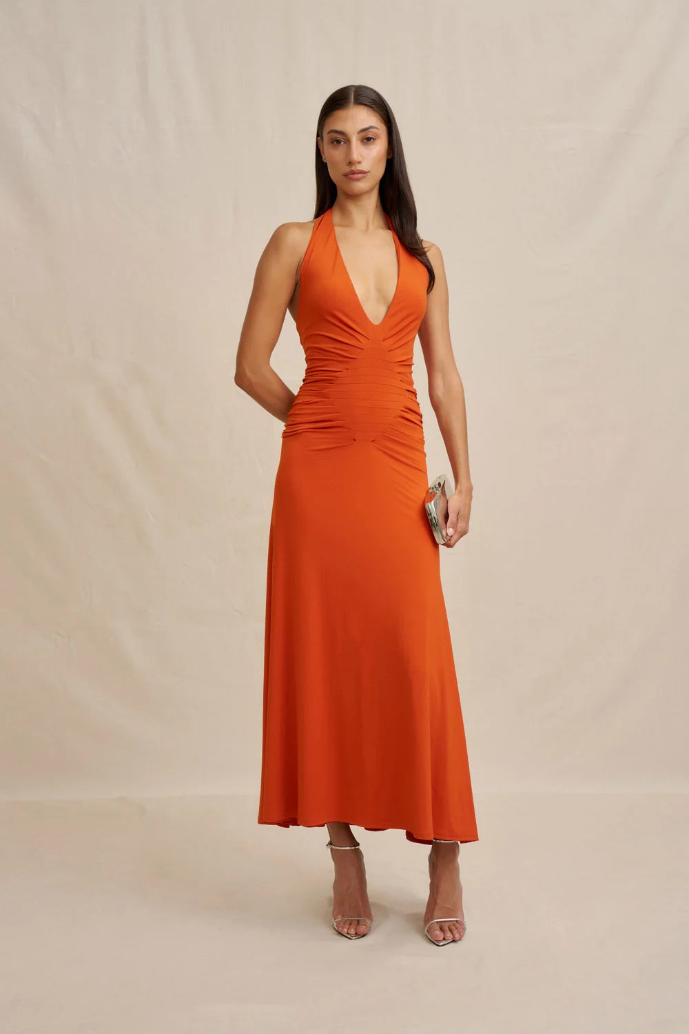By Johnny Delilah Diamond Midi Dress - Rust