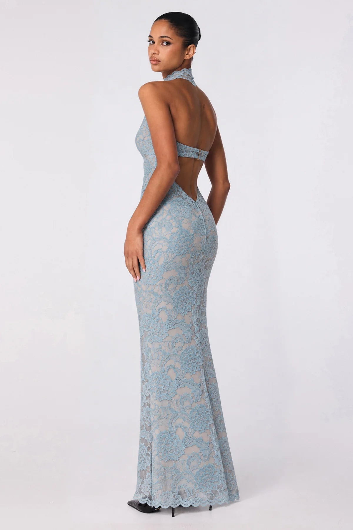 Nookie Delphine Lace Halter Gown - Aspen