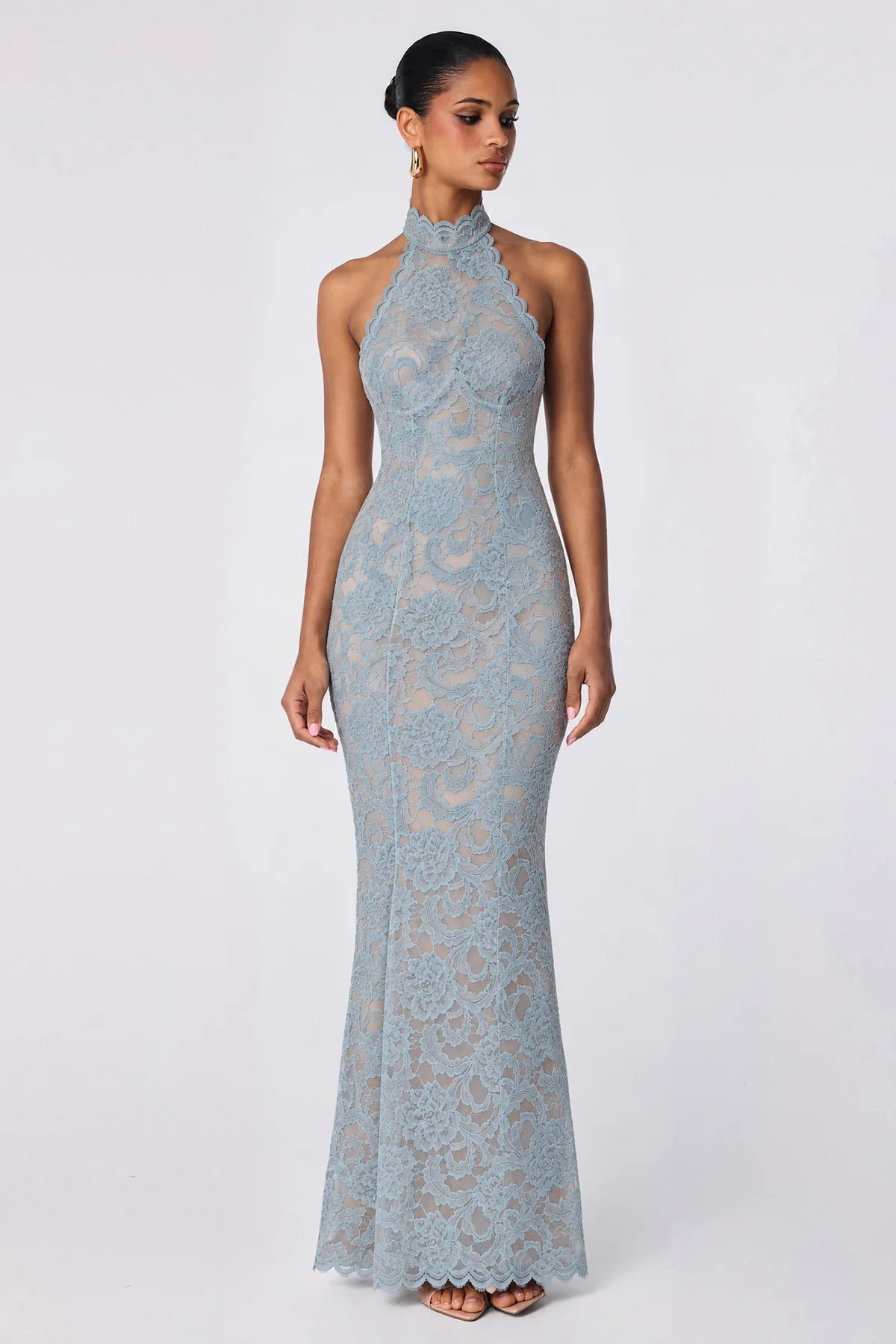Nookie Delphine Lace Halter Gown - Aspen