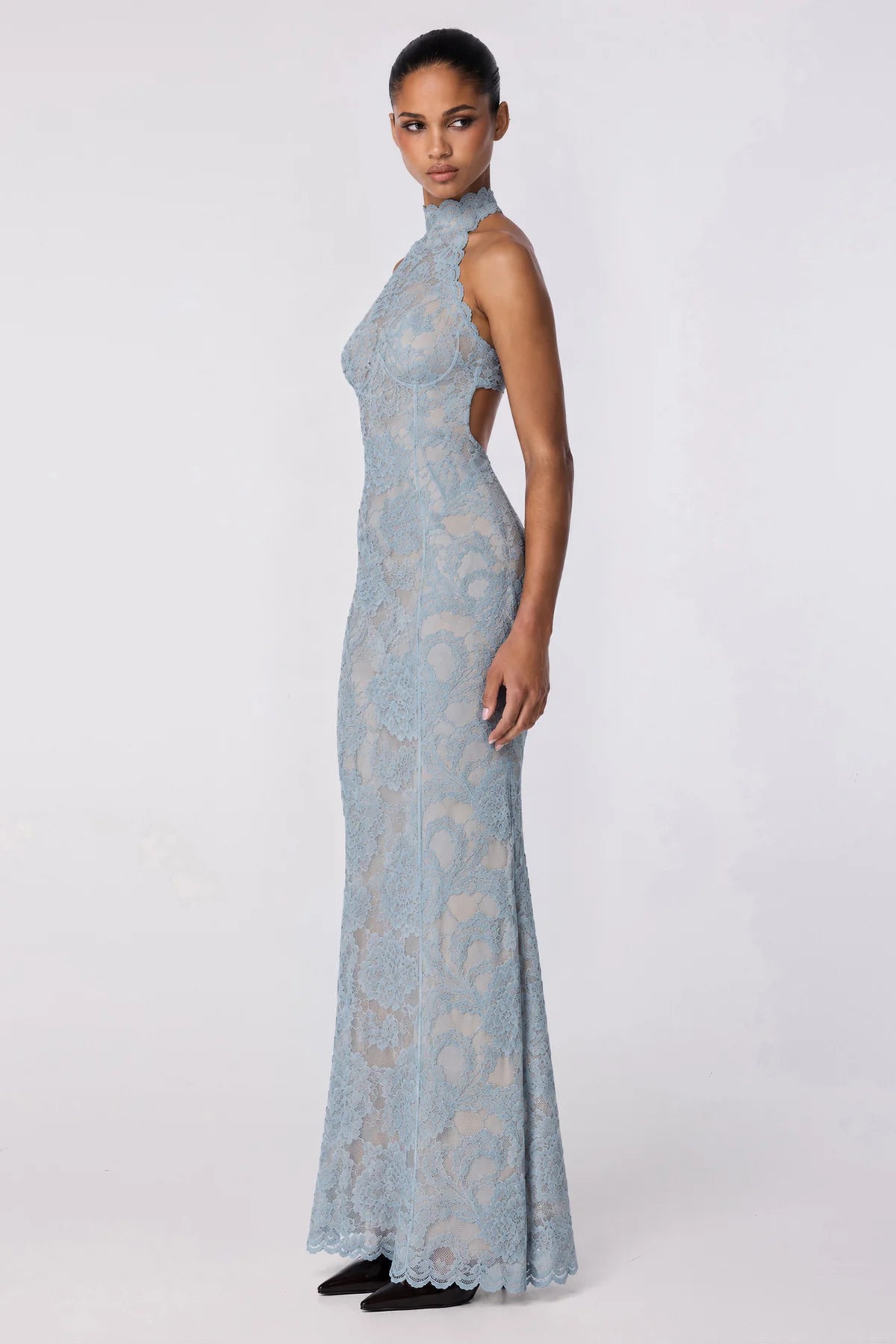 Nookie Delphine Lace Halter Gown - Aspen