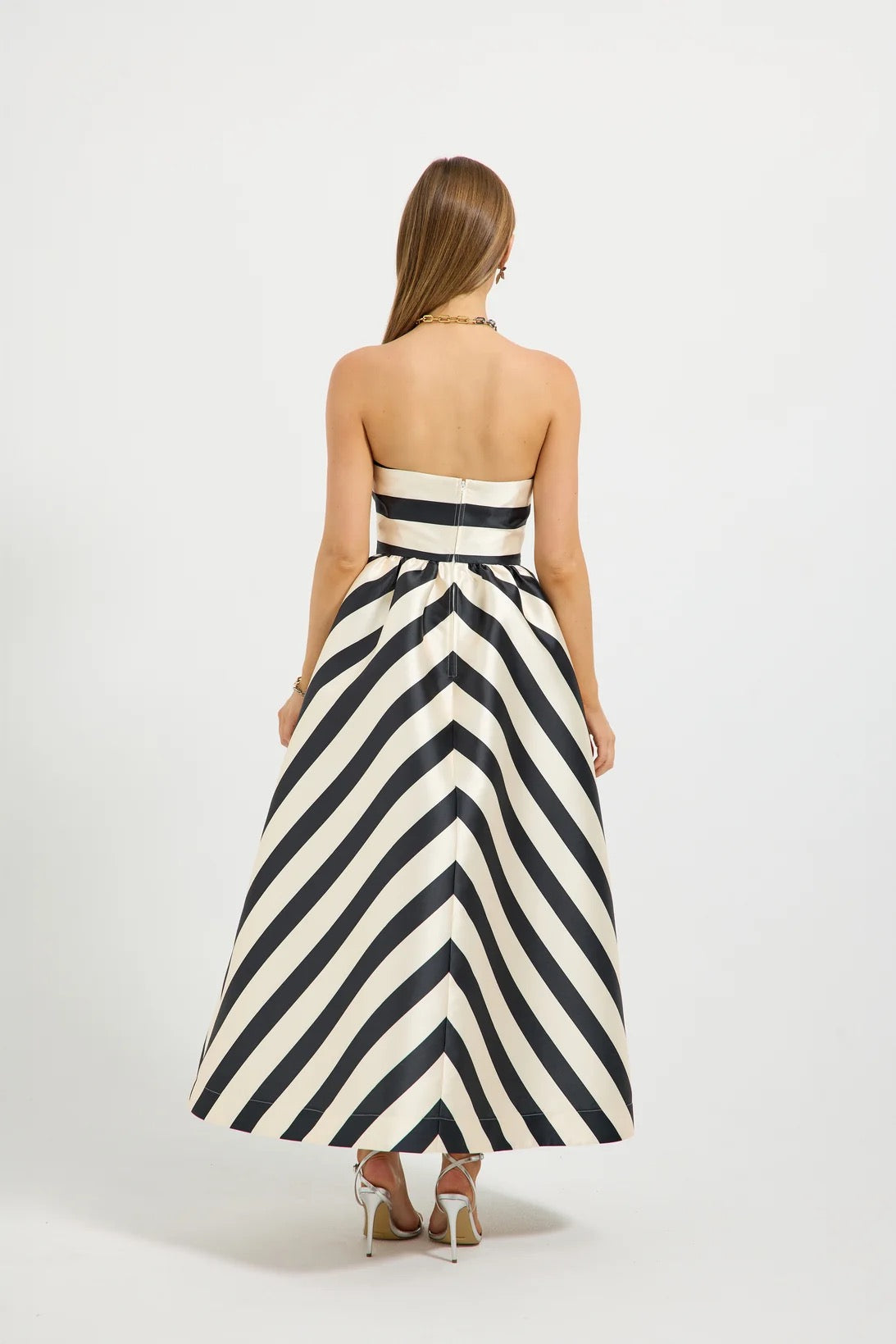 Pasduchas Valerie Strapless Midi Dress - Black & Cream