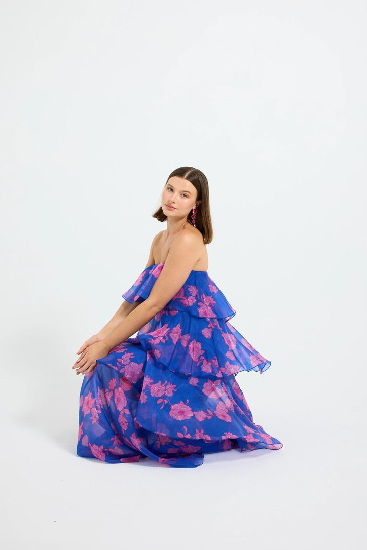 Pasduchas Esme Tiered Maxi Cobalt - Floral
