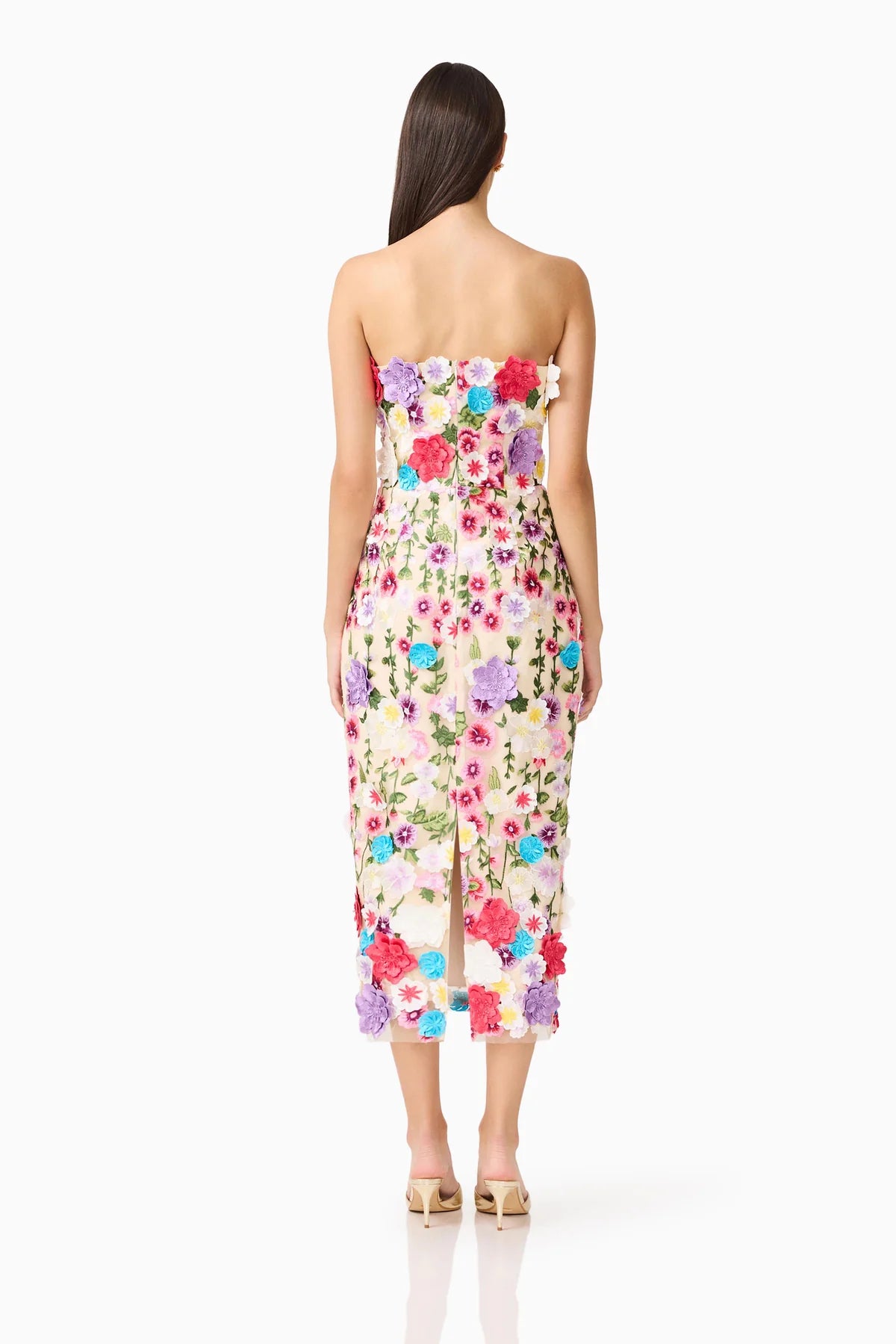 Elliatt Rosette Strapless Midi Dress- Multi Floral