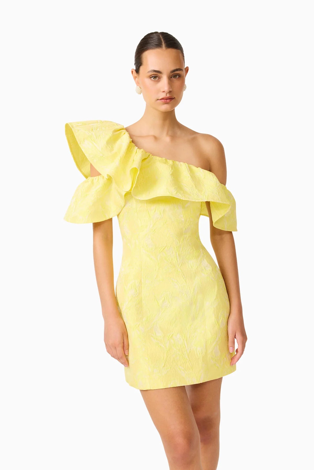 Elliatt Luella One Shoulder Mini Dress - Yellow
