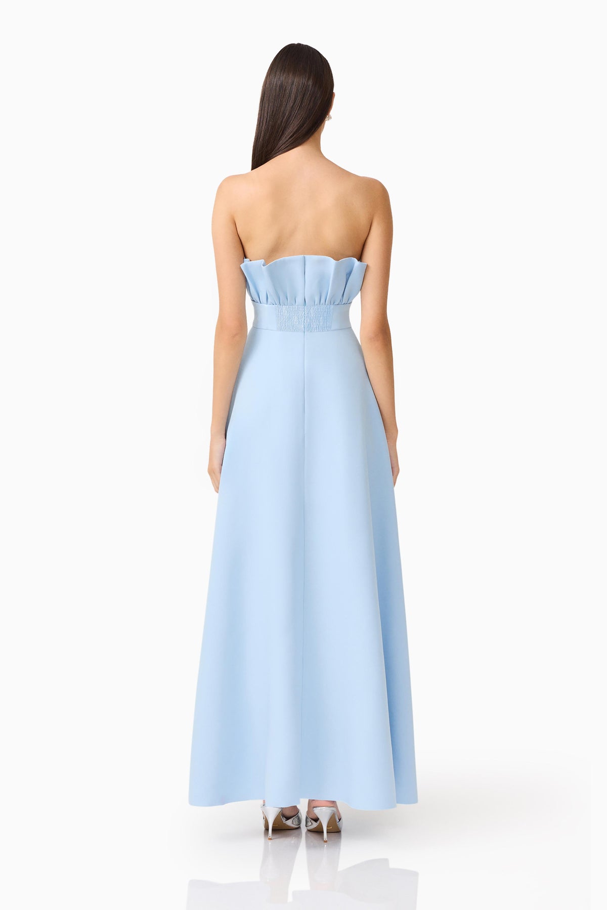 Elliatt Liora Strapless Structured Asymmetric Gown - Sky Blue