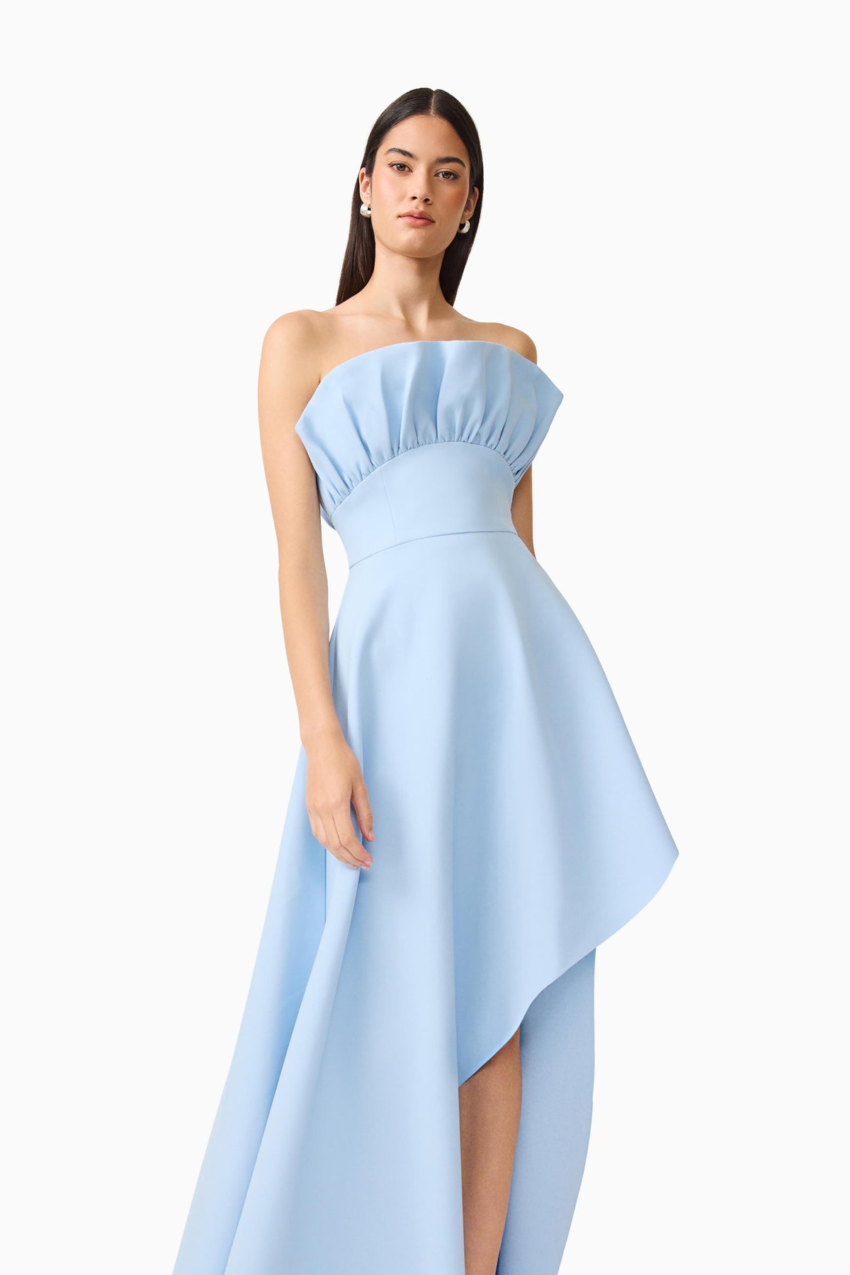 Elliatt Liora Strapless Structured Asymmetric Gown - Sky Blue