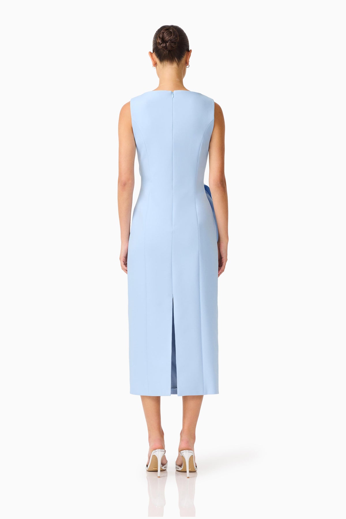 Elliatt Liora Draped Ruffle Column Midi Dress - Sky Blue