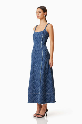 Elliatt Cora Denim Midi Dress - Navy