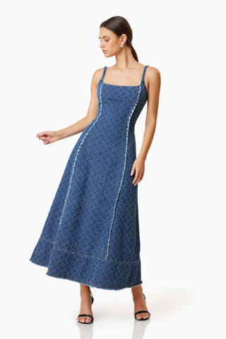 Elliatt Cora Denim Midi Dress - Navy