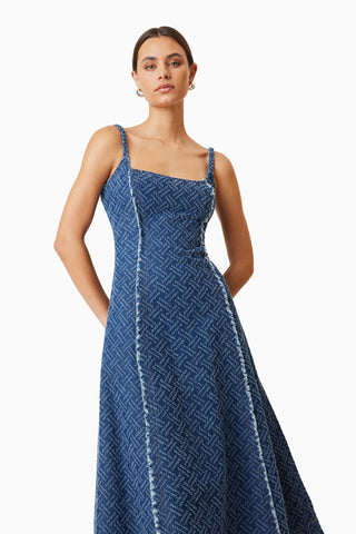 Elliatt Cora Denim Midi Dress - Navy