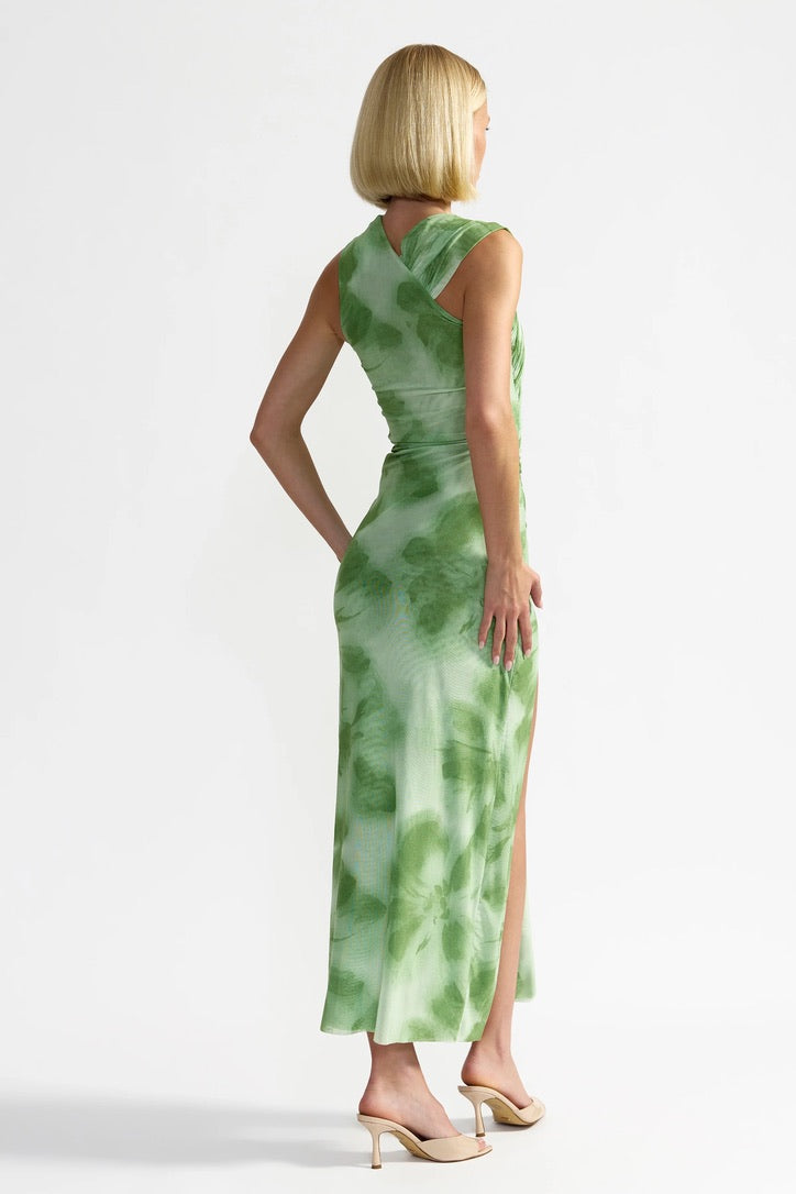 Lexi Henry Dress - Green Hibiscus Print