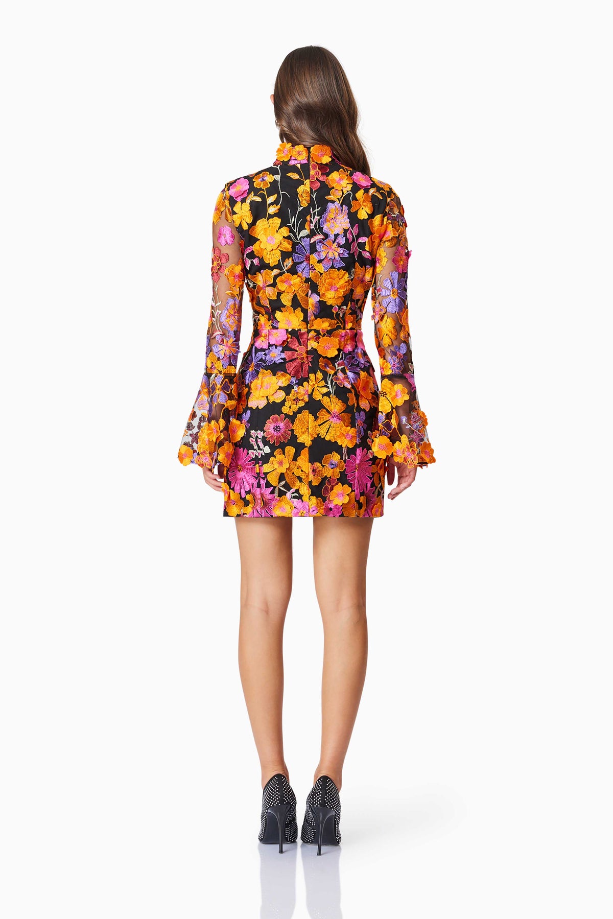 Elliatt Alessandra Long Sleeve Mini Dress - Orange Multi