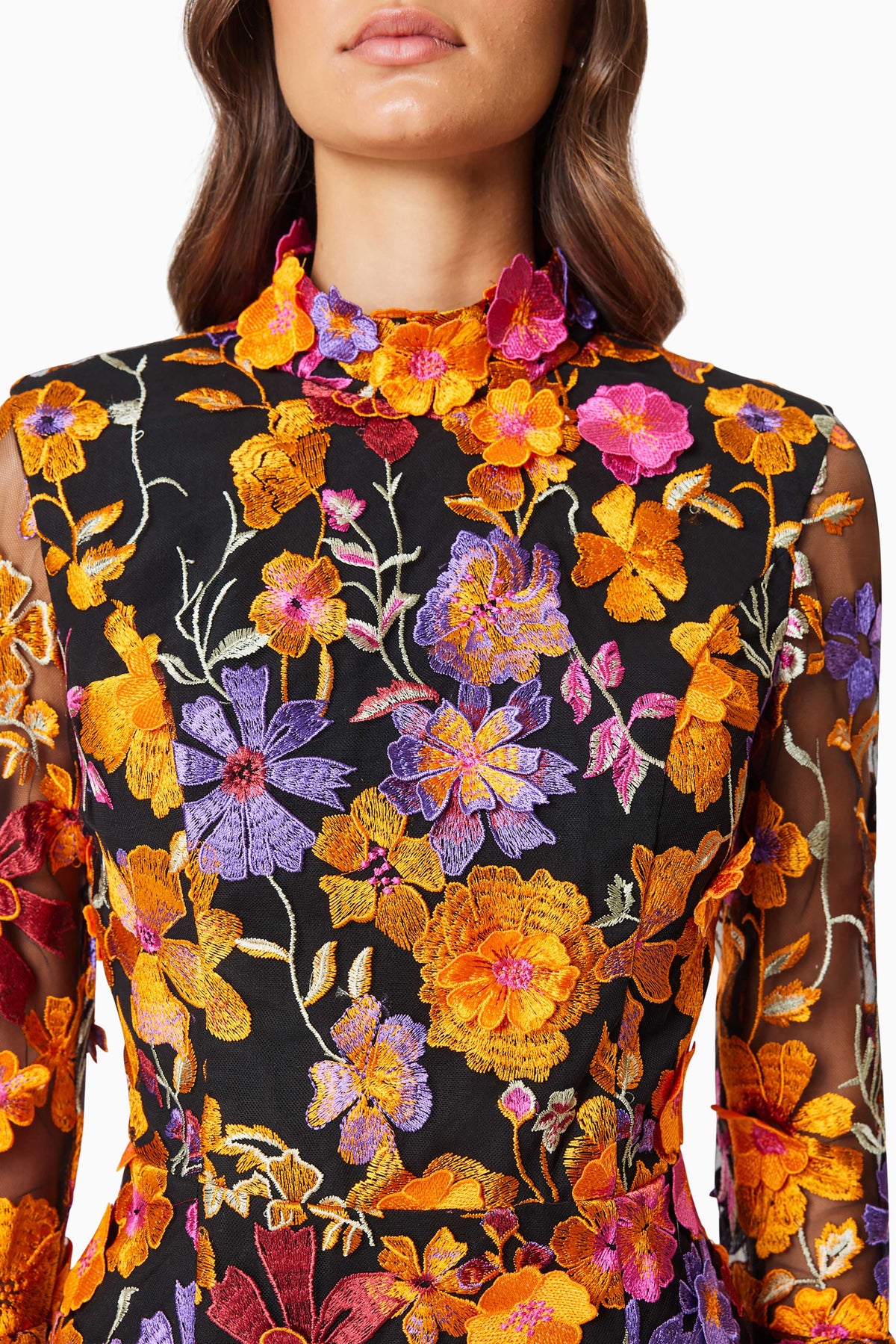 Elliatt Alessandra Long Sleeve Mini Dress - Orange Multi