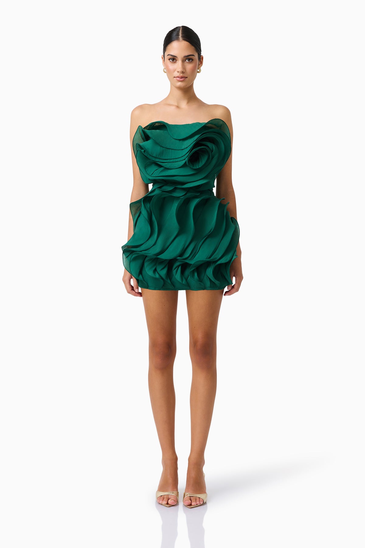 Elliatt Eloria Strapless Mini Dress - Forest Green