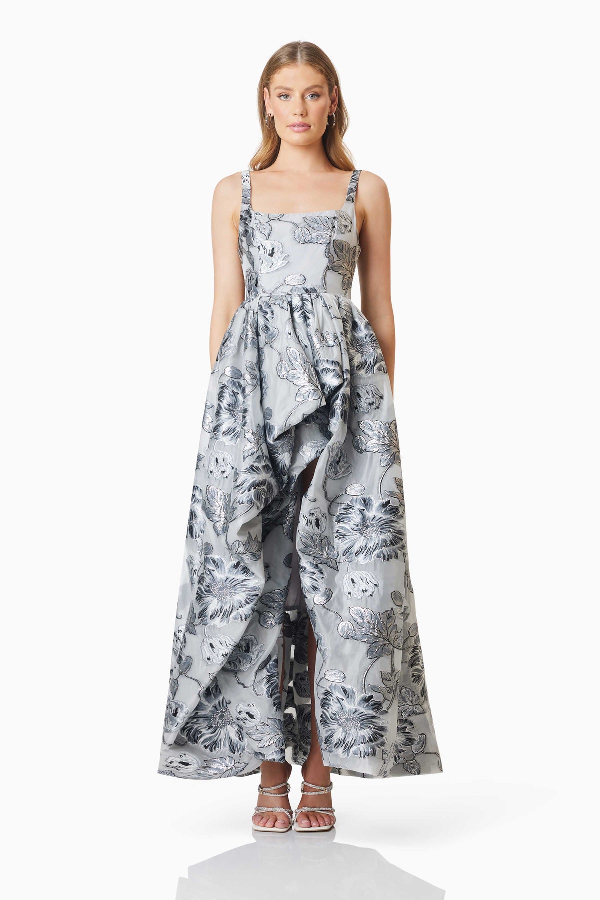 Elliatt Blossom Hilo Gown - Silver Multi