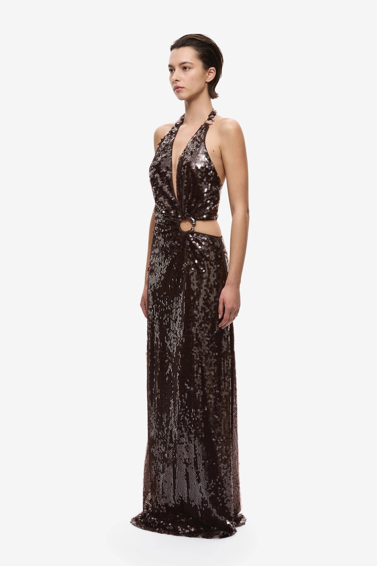 Misha The Devon Sequin Maxi Dress - Chocolate