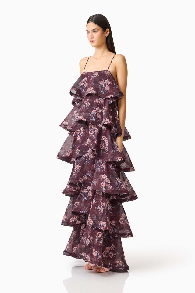 Elliatt Rosaria Tiered Gown - Plum Multi