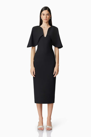 Elliatt Gia Cape Midi Dress - Black