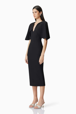 Elliatt Gia Cape Midi Dress - Black