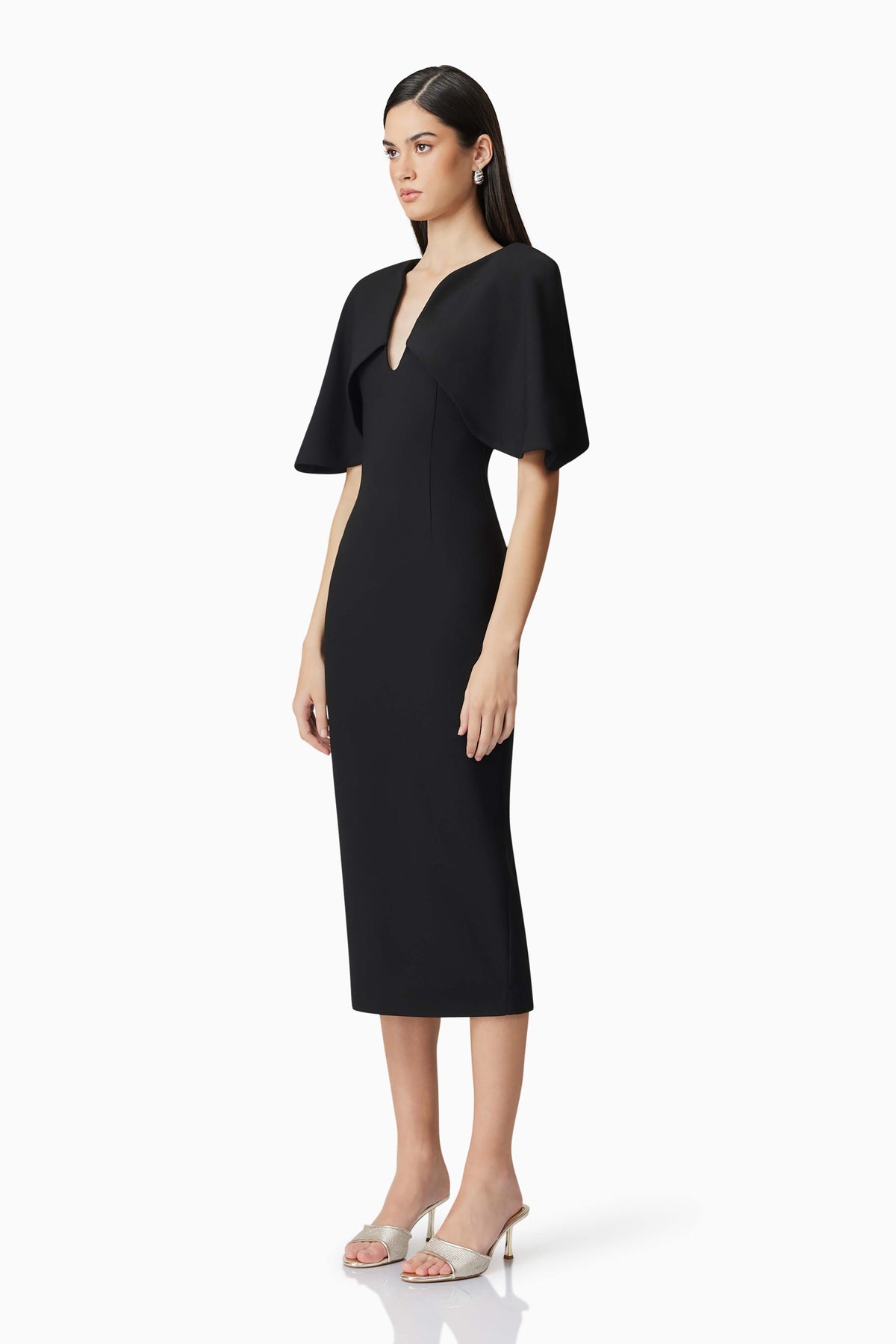 Elliatt Gia Cape Midi Dress - Black