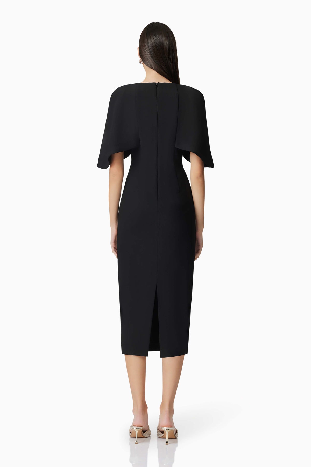 Elliatt Gia Cape Midi Dress - Black