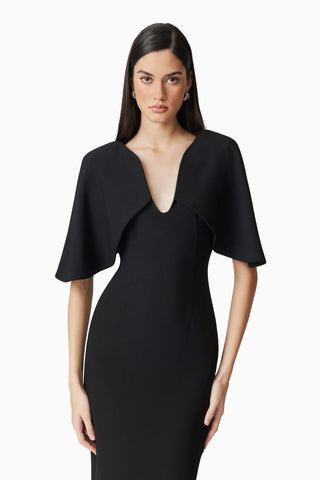 Elliatt Gia Cape Midi Dress - Black