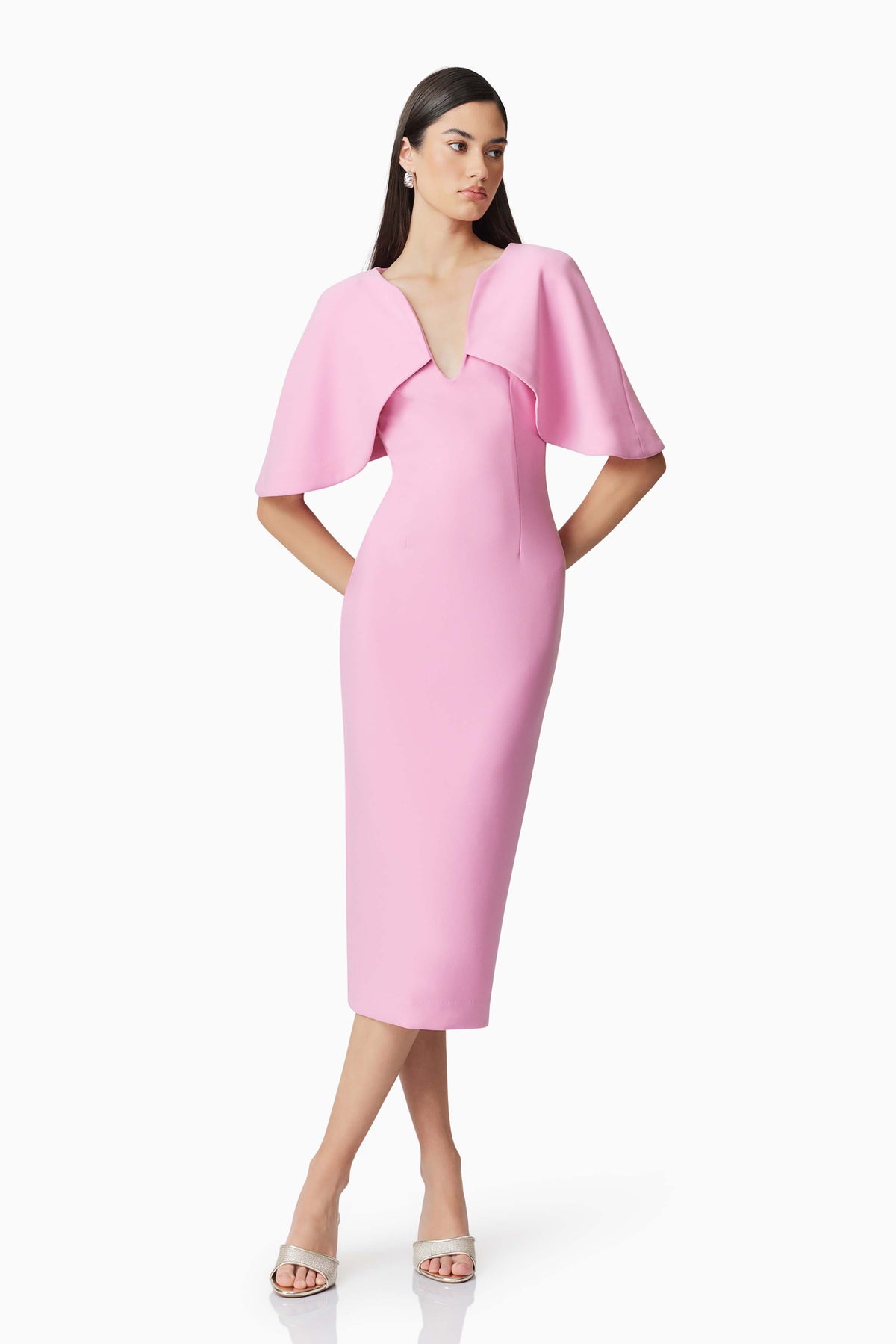 Elliatt Gia Cape Midi Dress - Sugar Pink