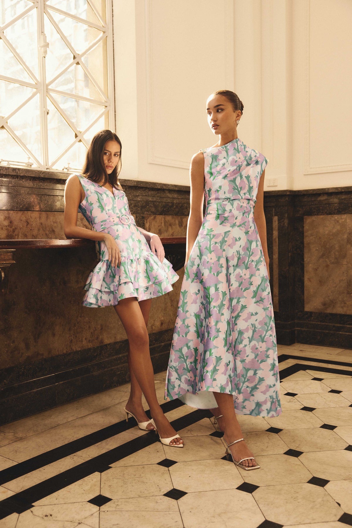 Elliatt Lavina Asymmetrical Gown - Purple Floral