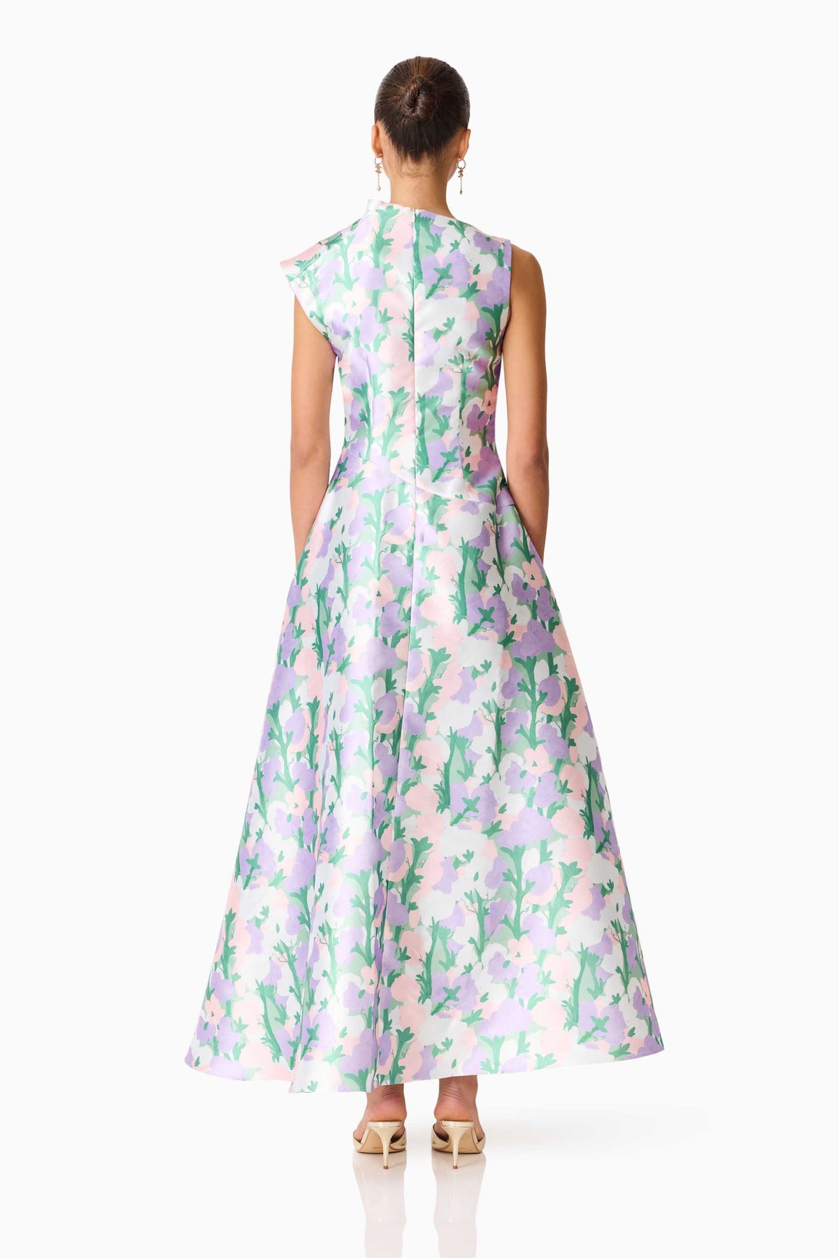 Elliatt Lavina Asymmetrical Gown - Purple Floral