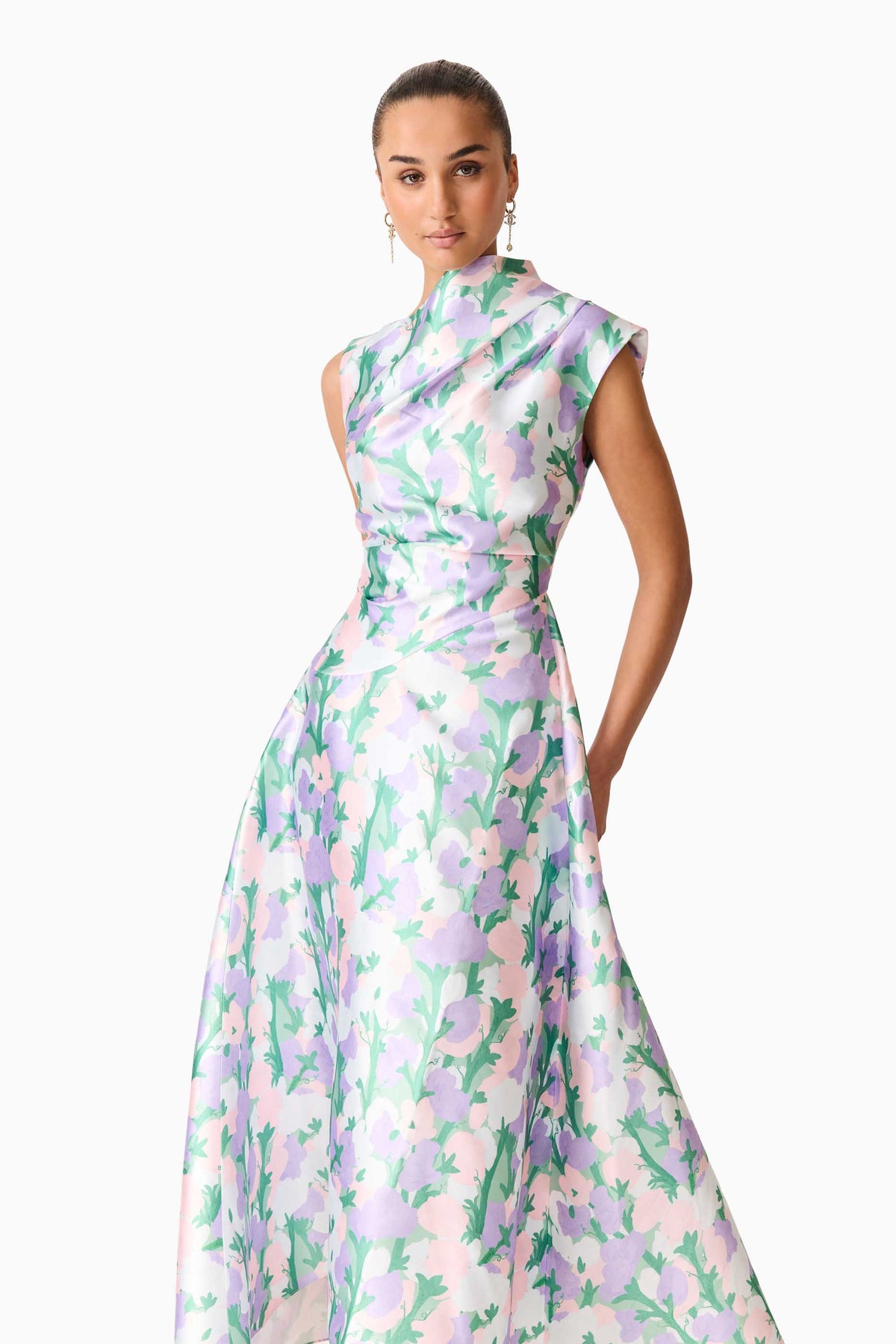 Elliatt Lavina Asymmetrical Gown - Purple Floral