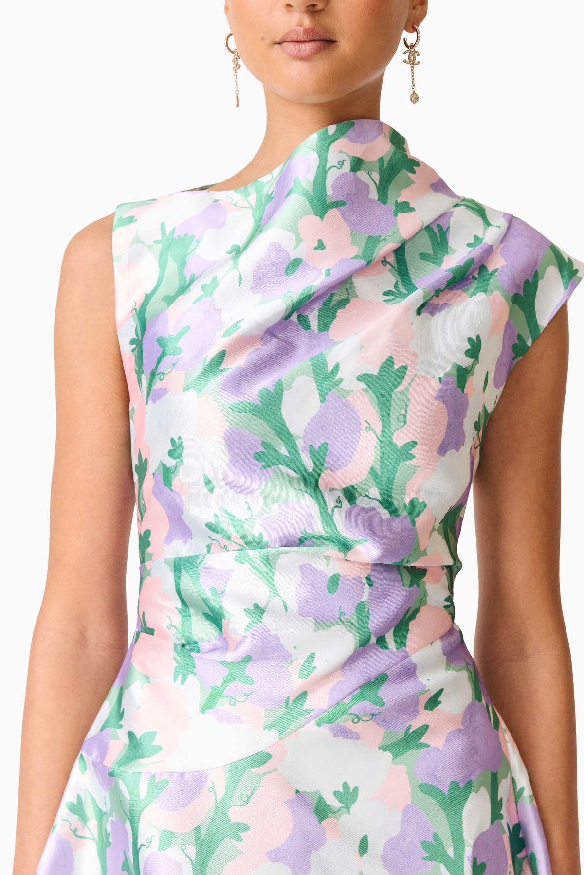 Elliatt Lavina Asymmetrical Gown - Purple Floral